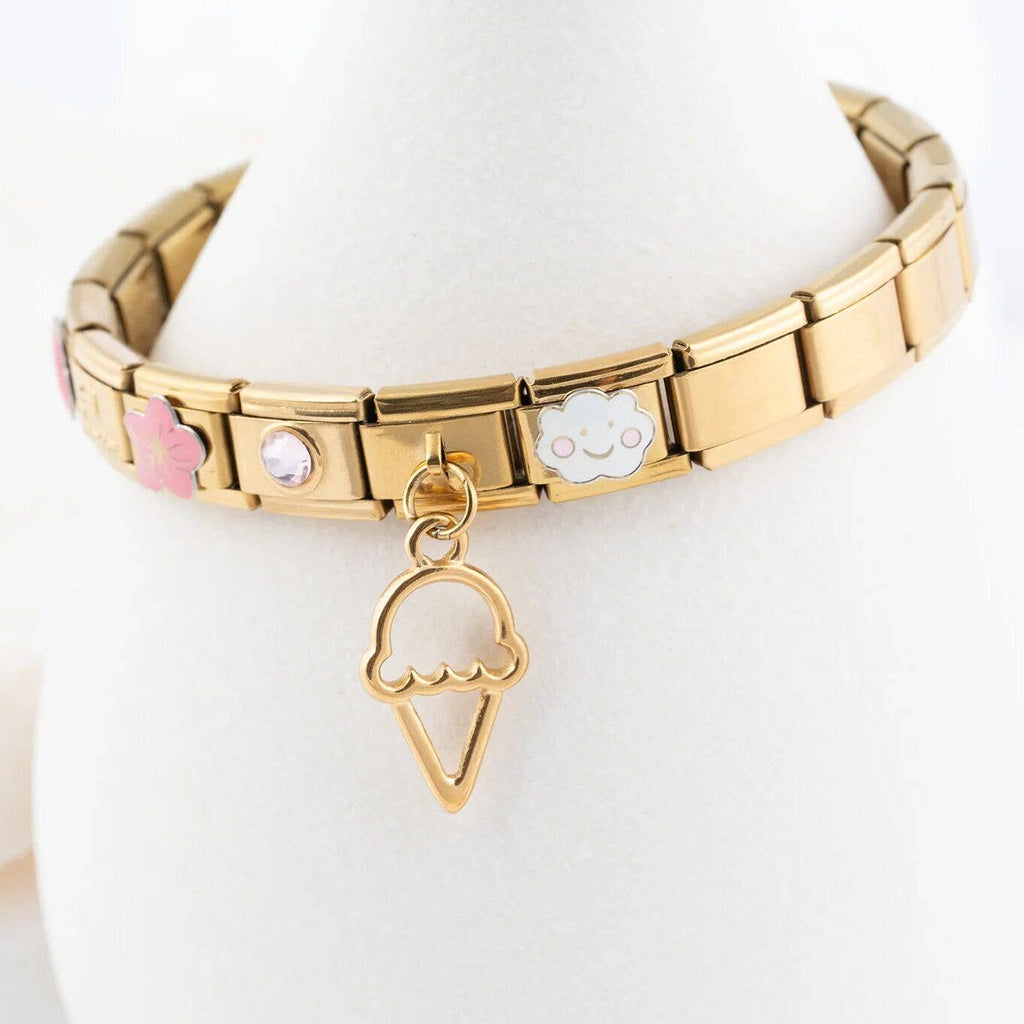 18K Gold PVD Stainless Steel Charm Connector Italian Charm