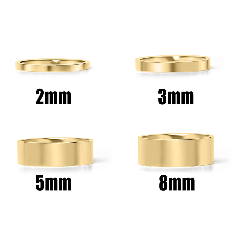 18K Gold Stainless Steel Blank Flat Band Ring