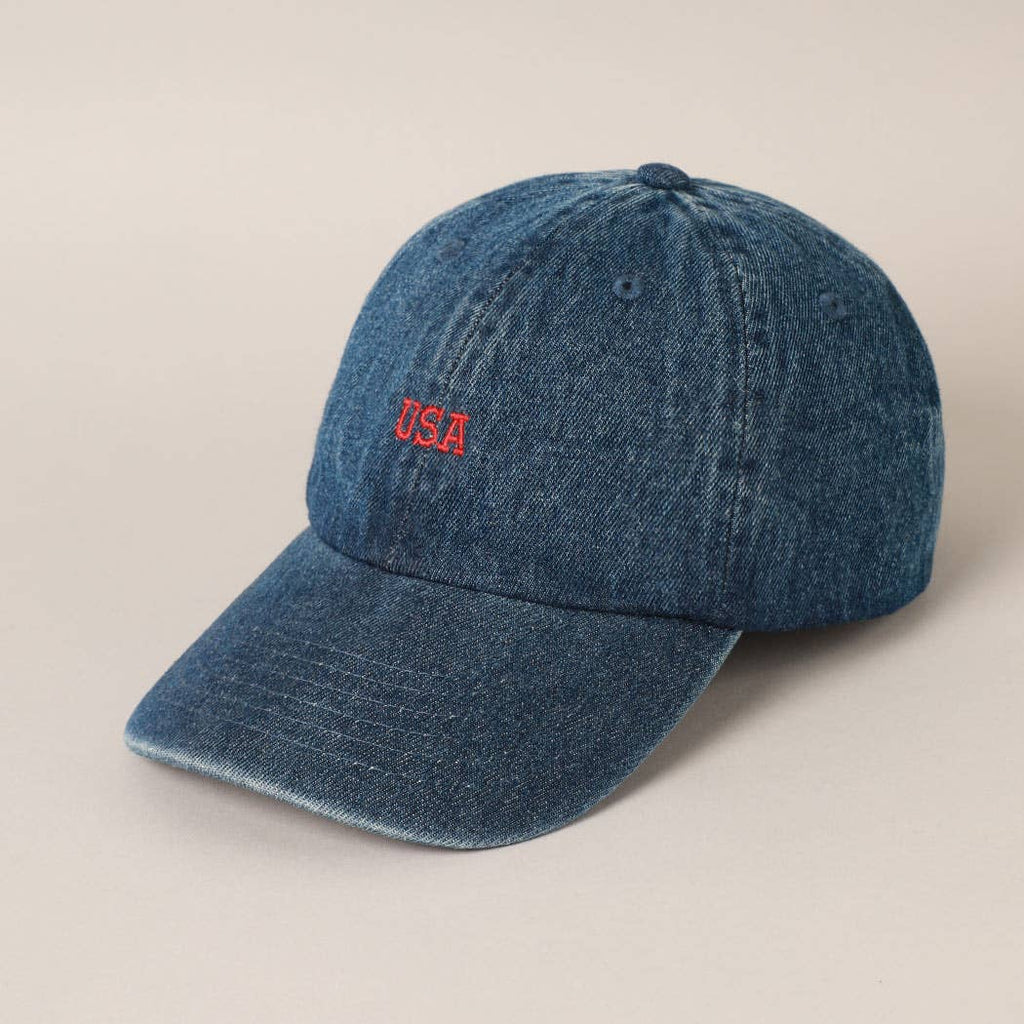 USA Embroidered Denim CottonUSA Embroidered Den Baseball Cap