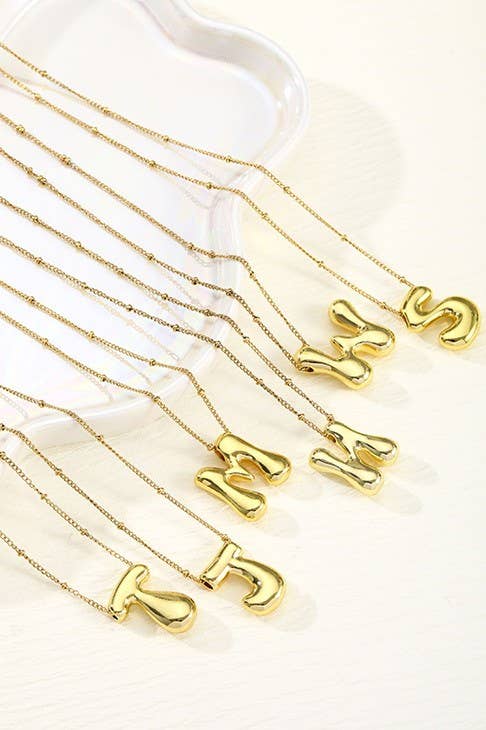 STAINLESS STEEL BALLOON BUBBLE INITIAL NECKLACE | 40NK316