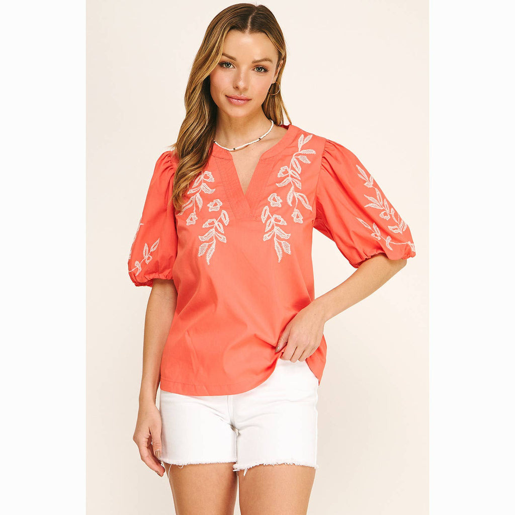 EMBROIDERED PEASANT BLOUSE