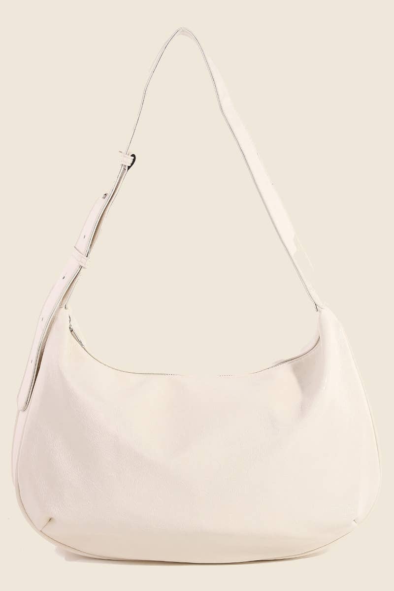 Leather Hobo Crescent Shoulder Bag