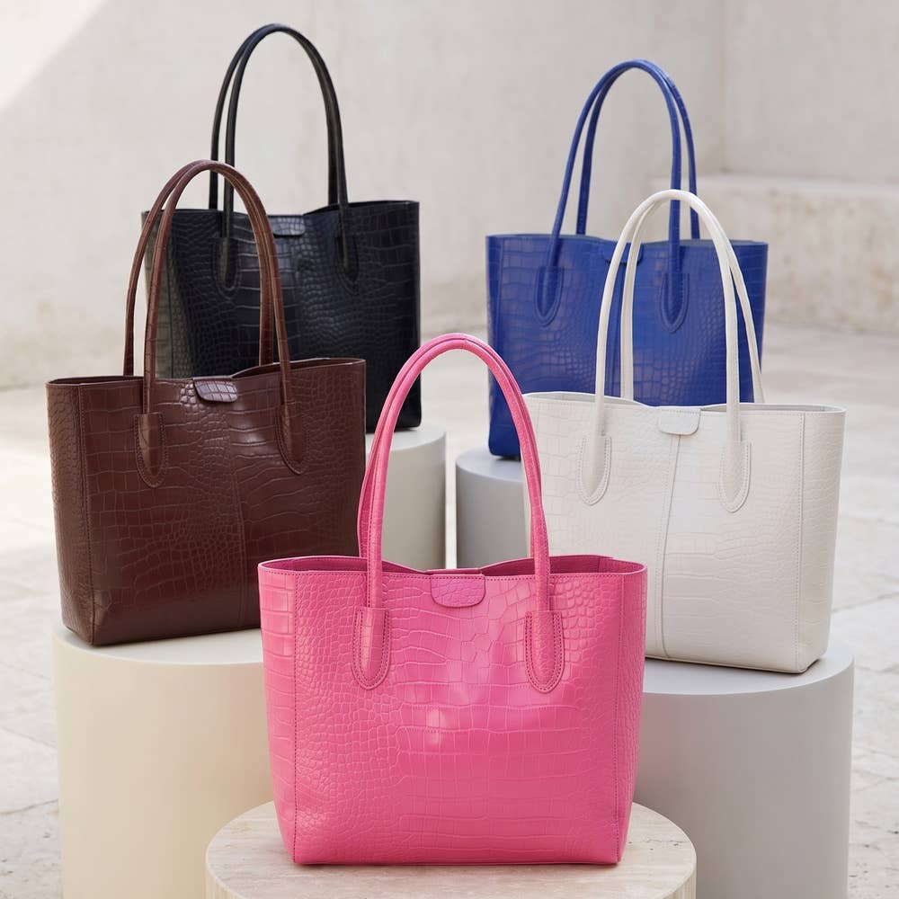 Croc Embossed Shopper Tote Bag