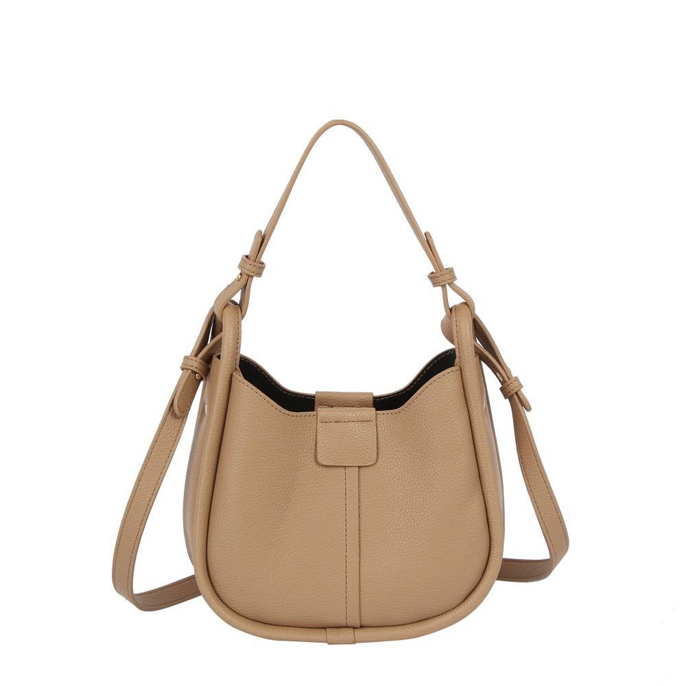 Vegan Leather Curved Hobo Bag With Crossbody Strap