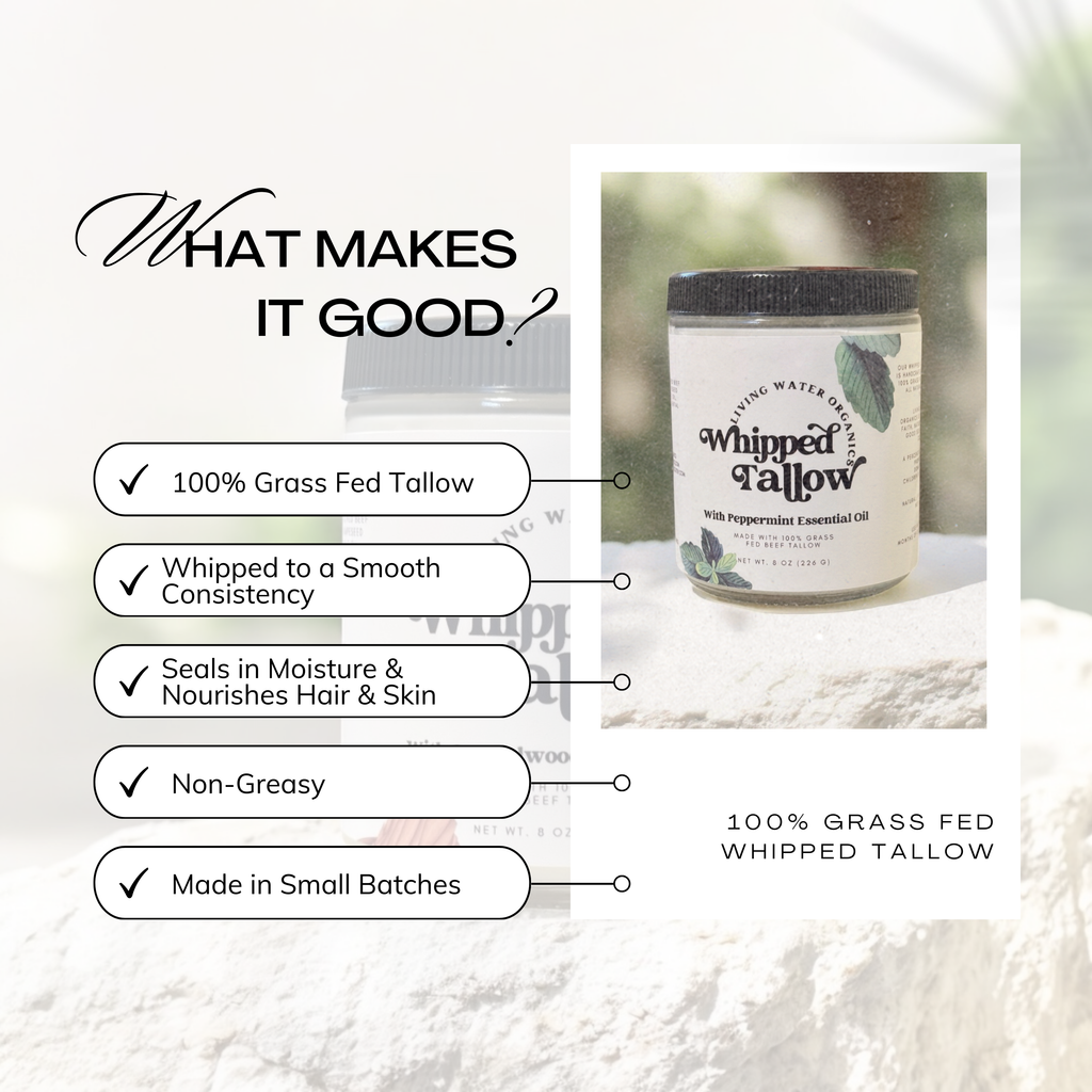 Whipped Tallow for Face, Hair, and Skin, Natural Tallow
