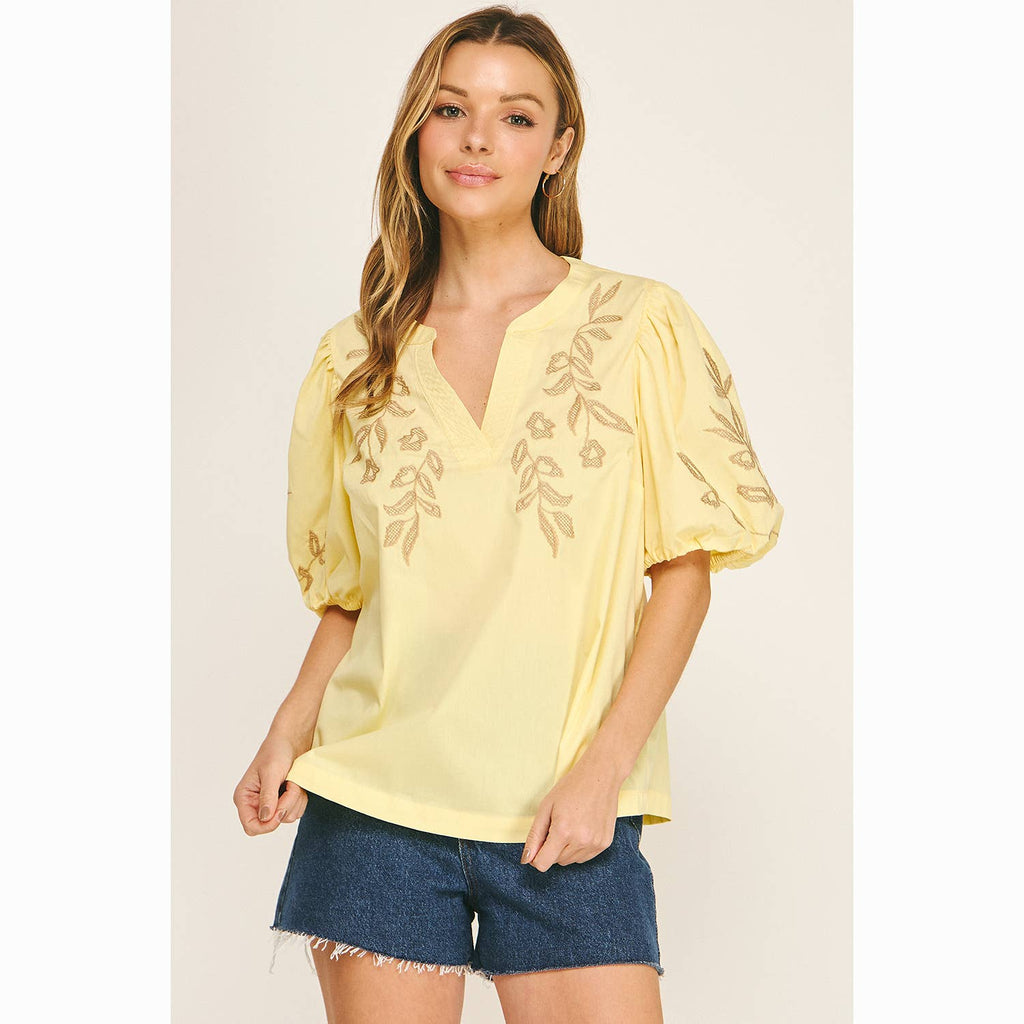 EMBROIDERED PEASANT BLOUSE