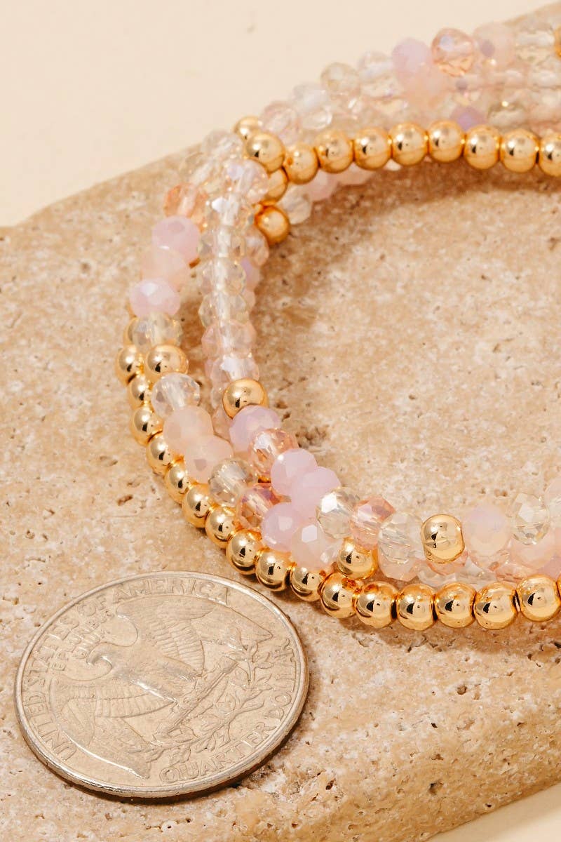 Multi Faceted Beaded Layered Bracelet Set