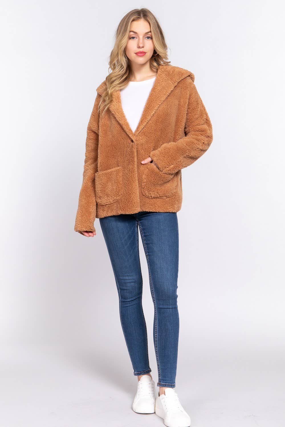 Long Dolman Sleeve Hoodie Sherpa Jacket