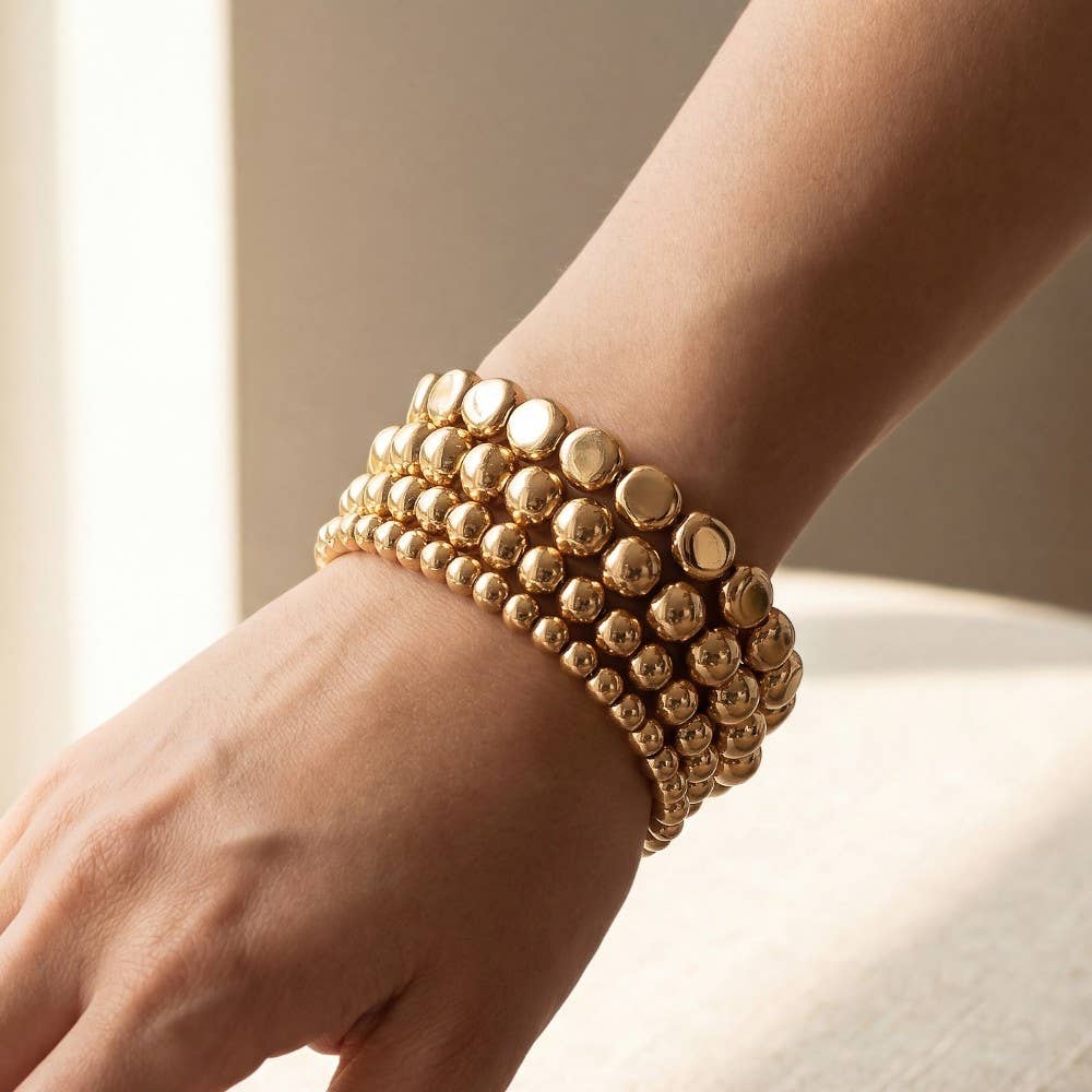 Mixed Irregular Metallic Beaded Bracelet Set