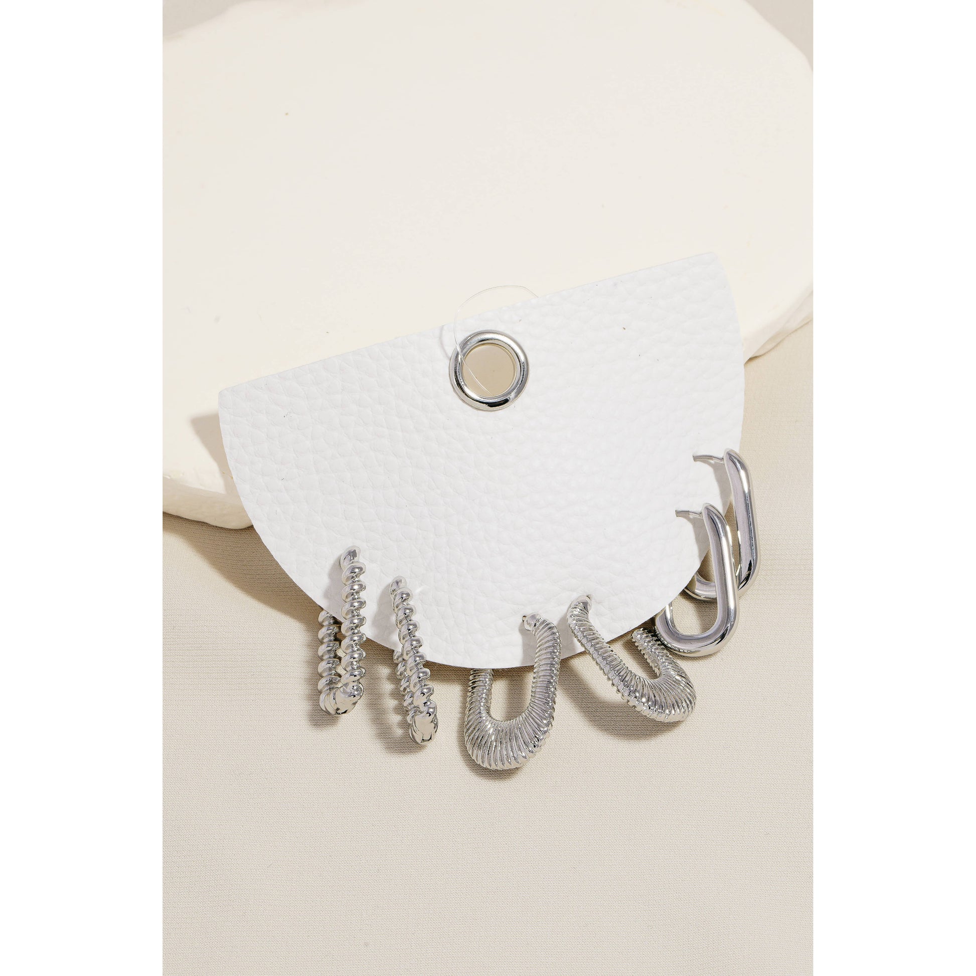 Mixed Rectangular Hoop Earrings Set