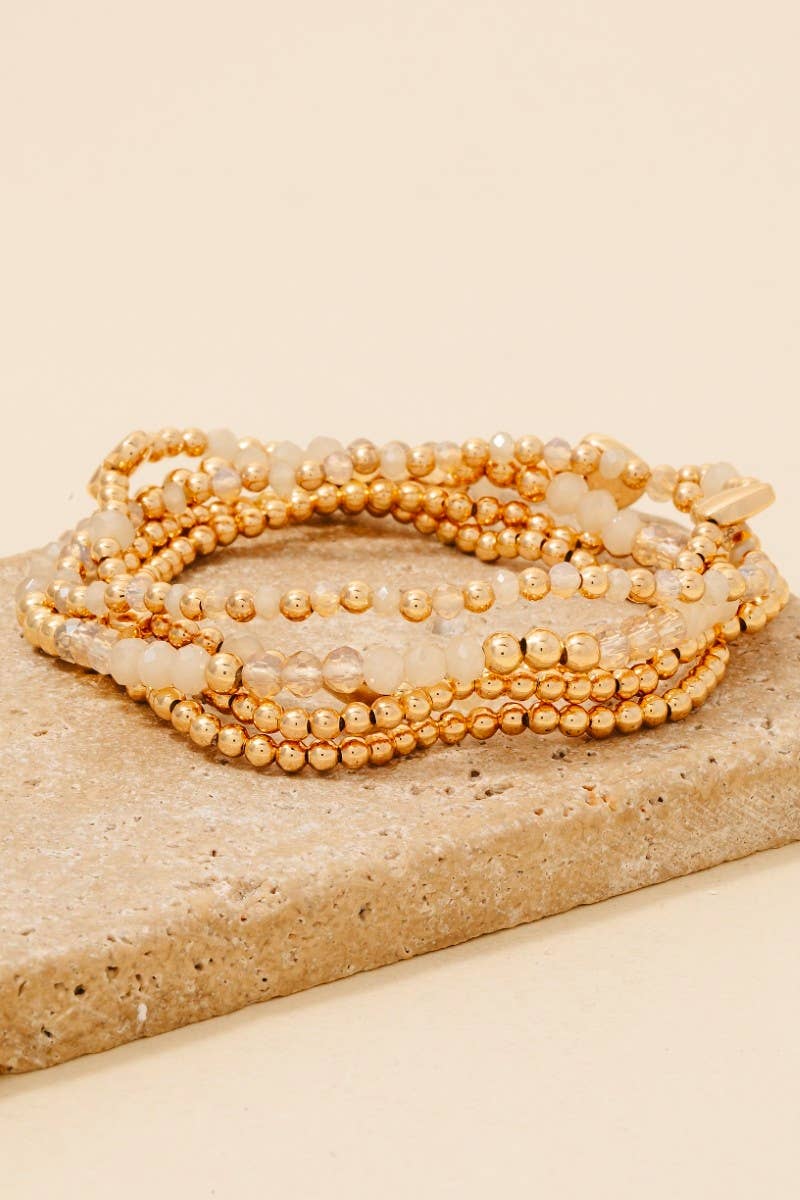 Mixed Beaded Heart Charms Bracelet Set