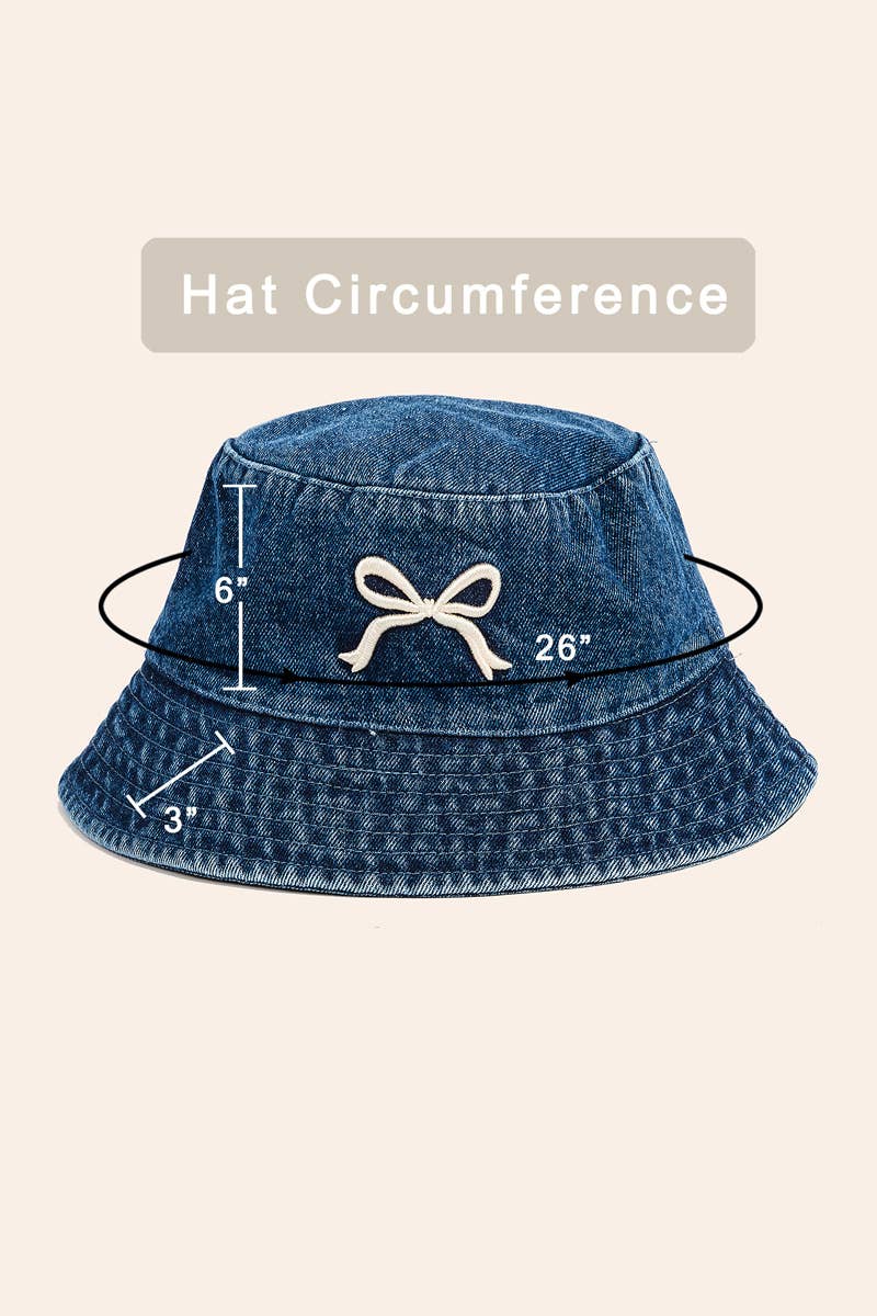 Ribbon Bow Embroidered Bucket Hat