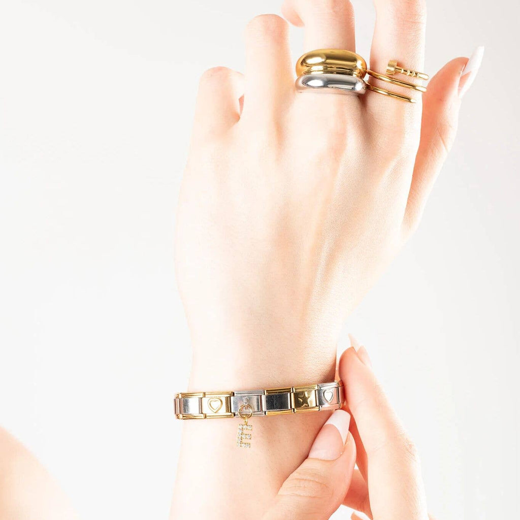 18K Gold PVD Stainless Steel Italian Charm Bracelet