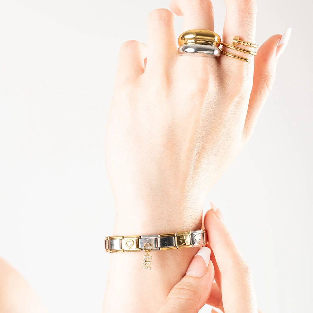 18K Gold PVD Stainless Steel Italian Charm Bracelet